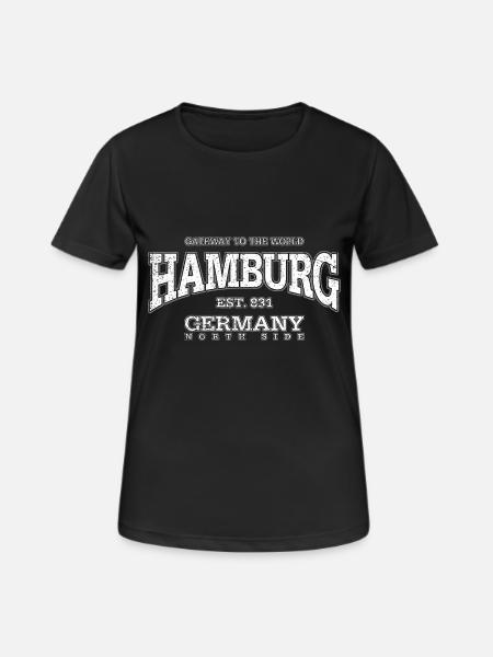 Hamburg (white oldstyle) - Frauen T-Shirt atmungsaktiv - Schwarz