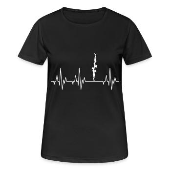 Herzschlag EKG Gymnastik Turnen Akrobatik Sport - Frauen T-Shirt atmungsaktiv - Schwarz - Vorne - AI Model Female 172 light (172cm)