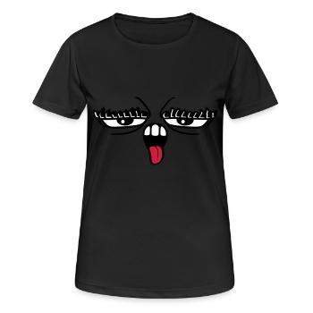 langue sortir la bouche 2 sourcils yeux - T-shirt respirant Femme - noir - Devant - AI Model Female 172 light (172cm)