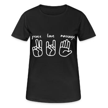 Massage Amour Paix - T-shirt respirant Femme - noir - Devant - AI Model Female 172 light (172cm)