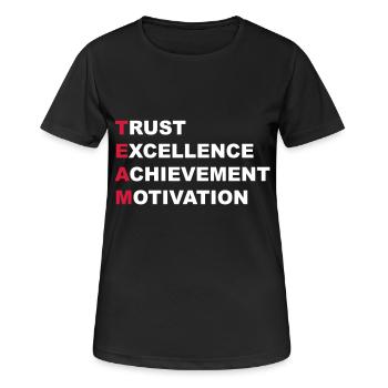 Teamwork - Frauen T-Shirt atmungsaktiv - Schwarz - Vorne - AI Model Female 172 light (172cm)