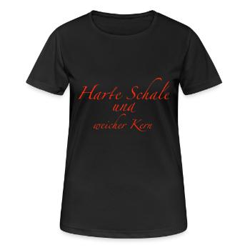 harte Schale - Frauen T-Shirt atmungsaktiv - Schwarz - Vorne - AI Model Female 172 light (172cm)