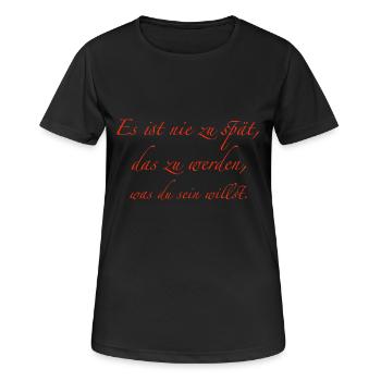 es ist nie zu spät - Frauen T-Shirt atmungsaktiv - Schwarz - Vorne - AI Model Female 172 light (172cm)