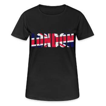 London Union Jack - T-shirt respirant Femme - noir - Devant - AI Model Female 172 light (172cm)