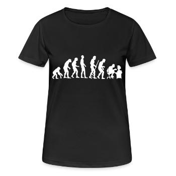 Evolution du singe à l'homme tordu en arrière Pc nerd - T-shirt respirant Femme - noir - Devant - AI Model Female 172 light (172cm)