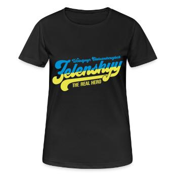 Zelenskyy | The real ukraine hero - Frauen T-Shirt atmungsaktiv - Schwarz - Vorne - AI Model Female 172 light (172cm)