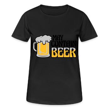 May Contain Beer Spruch - Frauen T-Shirt atmungsaktiv - Schwarz - Vorne - AI Model Female 172 light (172cm)