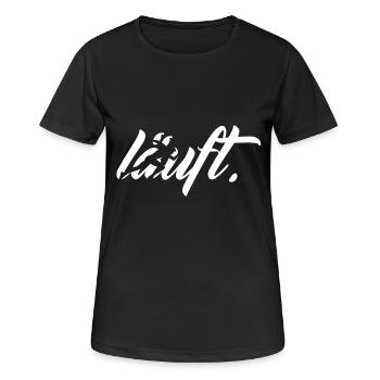 Läuft bei mir Geschenk laufen Läufer shirt - Frauen T-Shirt atmungsaktiv - Schwarz - Vorne - AI Model Female 172 light (172cm)