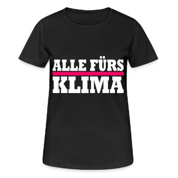 Alle fürs klima - Frauen T-Shirt atmungsaktiv - Schwarz - Vorne - AI Model Female 172 light (172cm)