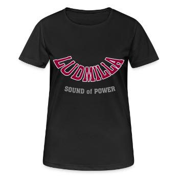 Ludmilla Schriftzug Sound of Power - Frauen T-Shirt atmungsaktiv - Schwarz - Vorne - AI Model Female 172 light (172cm)