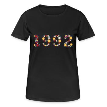 Fleurs 1992 - T-shirt respirant Femme - noir - Devant - AI Model Female 172 light (172cm)