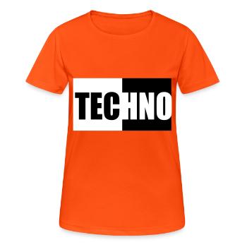 Techno - Frauen T-Shirt atmungsaktiv - Neonorange - Vorne - AI Model Female 172 dark (172cm)