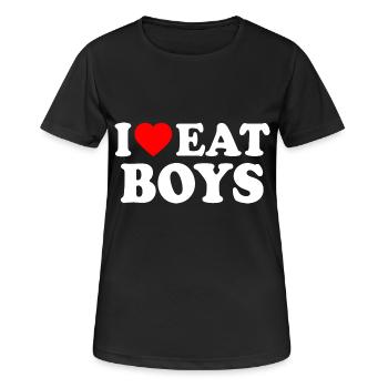 I love eat boys - Frauen T-Shirt atmungsaktiv - Schwarz - Vorne - AI Model Female 172 light (172cm)