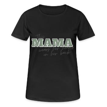 MAMA Hearts on the back - Frauen T-Shirt atmungsaktiv - Schwarz - Vorne - AI Model Female 172 light (172cm)
