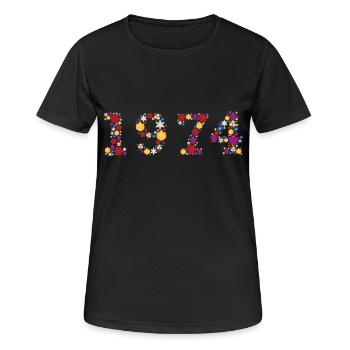 Flowers 1974 - Frauen T-Shirt atmungsaktiv - Schwarz - Vorne - AI Model Female 172 light (172cm)