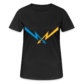 2 blitze muster elektrisch strom energie starkstro - Frauen T-Shirt atmungsaktiv - Schwarz - Vorne - AI Model Female 172 light (172cm)