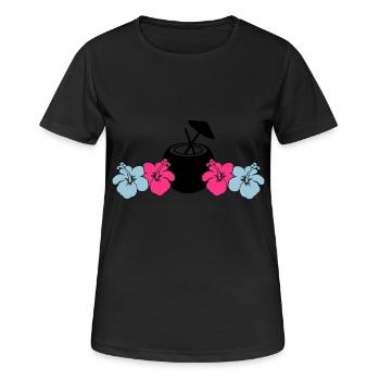 hibiskus kokus - Frauen T-Shirt atmungsaktiv - Schwarz - Vorne - AI Model Female 172 light (172cm)
