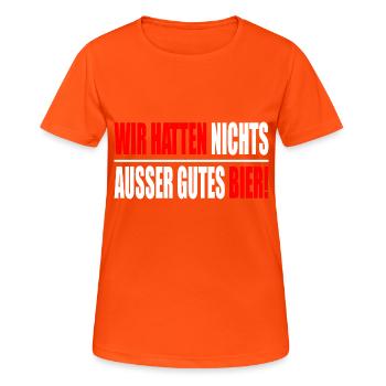 Ossi - DDR - Osten Sächsisch Geschenk - Frauen T-Shirt atmungsaktiv - Neonorange - Vorne - AI Model Female 172 dark (172cm)