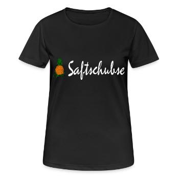 Saftschubse - Frauen T-Shirt atmungsaktiv - Schwarz - Vorne - AI Model Female 172 light (172cm)