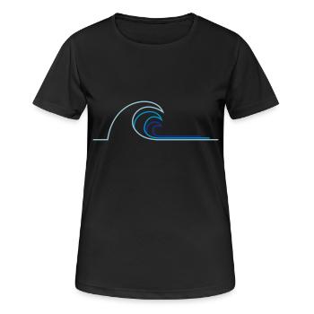 Welle - Frauen T-Shirt atmungsaktiv - Schwarz - Vorne - AI Model Female 172 light (172cm)