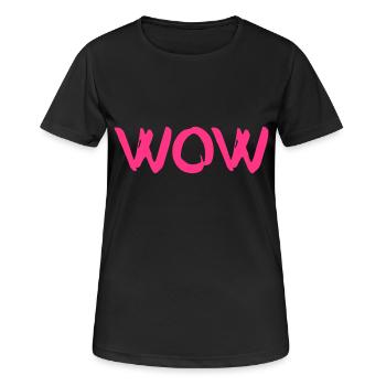 Wow - Frauen T-Shirt atmungsaktiv - Schwarz - Vorne - AI Model Female 172 light (172cm)