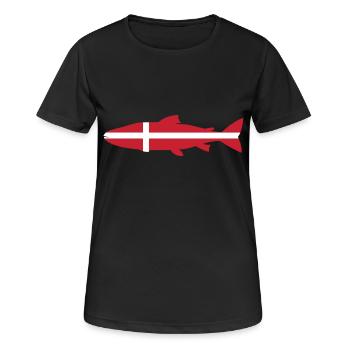 Lachs_Dänemark_umriss - Frauen T-Shirt atmungsaktiv - Schwarz - Vorne - AI Model Female 172 light (172cm)