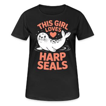 Sceau disant sceau drôle phoque du Groenland cadeau - T-shirt respirant Femme - noir - Devant - AI Model Female 172 light (172cm)