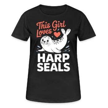 Sceau disant sceau drôle phoque du Groenland cadeau - T-shirt respirant Femme - noir - Devant - AI Model Female 172 light (172cm)