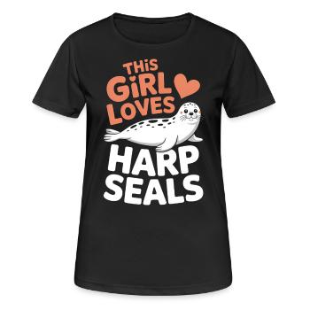 Sceau disant sceau drôle phoque du Groenland cadeau - T-shirt respirant Femme - noir - Devant - AI Model Female 172 light (172cm)