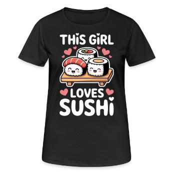 Sushi Japan Girl Lustiges Kawaii Sushi Geschenk - Frauen T-Shirt atmungsaktiv - Schwarz - Vorne - AI Model Female 172 light (172cm)