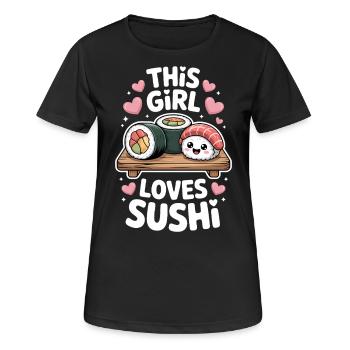 Sushi Japan Girl Lustiges Kawaii Sushi Geschenk - Frauen T-Shirt atmungsaktiv - Schwarz - Vorne - AI Model Female 172 light (172cm)