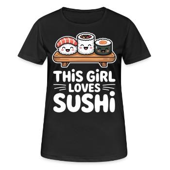 Sushi Japan Girl Lustiges Kawaii Sushi Geschenk - Frauen T-Shirt atmungsaktiv - Schwarz - Vorne - AI Model Female 172 light (172cm)