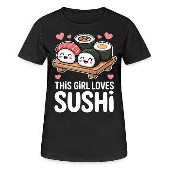 Sushi Japan Girl Lustiges Kawaii Sushi Geschenk - Frauen T-Shirt atmungsaktiv - Schwarz - Vorne - AI Model Female 172 light (172cm)