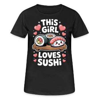 Sushi Japan Girl Lustiges Kawaii Sushi Geschenk - Frauen T-Shirt atmungsaktiv - Schwarz - Vorne - AI Model Female 172 light (172cm)
