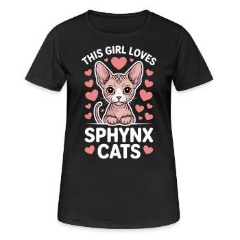 Chat Sphynx Disant Drôle Chat Sphynx Cadeau - T-shirt respirant Femme - noir - Devant - AI Model Female 172 light (172cm)