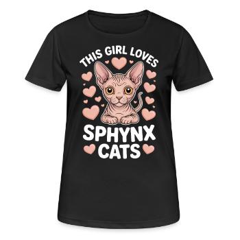 Chat Sphynx Disant Drôle Chat Sphynx Cadeau - T-shirt respirant Femme - noir - Devant - AI Model Female 172 light (172cm)