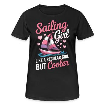 Segeln Spruch Mädchen Segler Segeln Geschenk - Frauen T-Shirt atmungsaktiv - Schwarz - Vorne - AI Model Female 172 light (172cm)