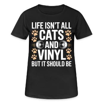 Vinyle Dire Chats Vinyle Disque Vinyle Cadeau - T-shirt respirant Femme - noir - Devant - AI Model Female 172 light (172cm)