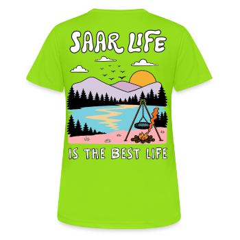 Sarre - La vie en Sarre est la meilleure vie - T-shirt respirant Femme - vert néon - Dos - AI Model Female 172 dark (172cm)