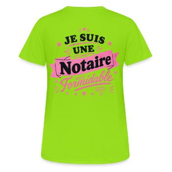 Ich bin ein großartiger Notar – Métier-Geschenk - Frauen T-Shirt atmungsaktiv - Neongrün - Hinten - AI Model Female 172 dark (172cm)