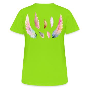 Coloured watercolour plumage - Women's Breathable T-Shirt - neon green - Back - AI Model Female 172 dark (172cm)