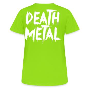 Death Metal - Frauen T-Shirt atmungsaktiv - Neongrün - Hinten - AI Model Female 172 dark (172cm)