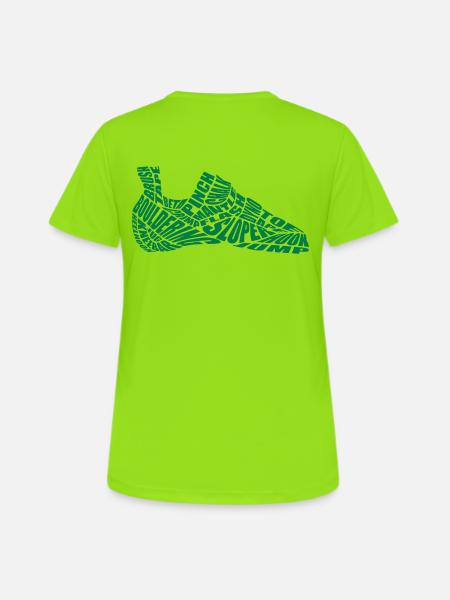 Boulderschuh - Farbe wählbar! - Frauen T-Shirt atmungsaktiv - Neongrün