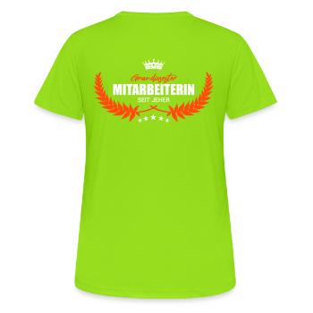Grandiosteste Mitarbeiterin seit jeher - Frauen T-Shirt atmungsaktiv - Neongrün - Hinten - AI Model Female 172 dark (172cm)