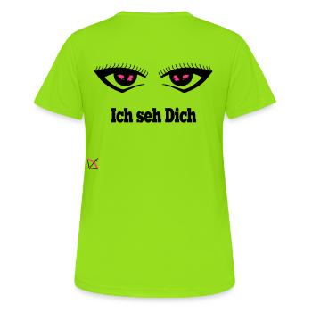 Seh Dich - Frauen T-Shirt atmungsaktiv - Neongrün - Hinten - AI Model Female 172 dark (172cm)