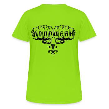 Handwerk Schornsteinfeger - Frauen T-Shirt atmungsaktiv - Neongrün - Hinten - AI Model Female 172 dark (172cm)