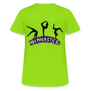 Turnen, Turnerin - Gymnastics - Frauen T-Shirt atmungsaktiv - Neongrün - Hinten - AI Model Female 172 dark (172cm)