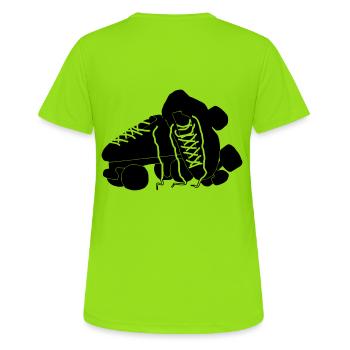 Rollschuhe - Frauen T-Shirt atmungsaktiv - Neongrün - Hinten - AI Model Female 172 dark (172cm)