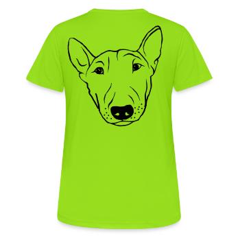 bull terrier - Women's Breathable T-Shirt - neon green - Back - AI Model Female 172 dark (172cm)