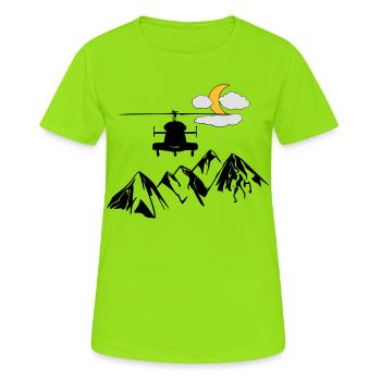 Hubschrauber - Frauen T-Shirt atmungsaktiv - Neongrün - Vorne - AI Model Female 172 dark (172cm)